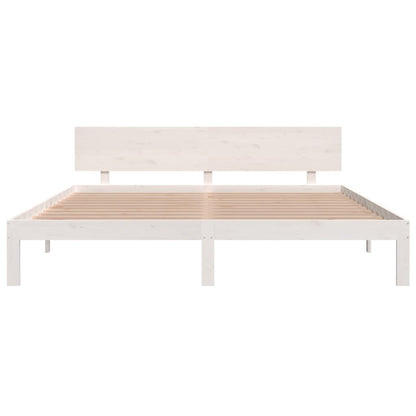 Bedframe Massief Hout Super King 180 x 200 cm Wit