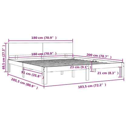 Bedframe Massief Hout Super King 180 x 200 cm Wit