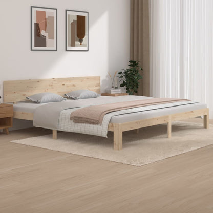 Bedframe Massief Grenenhout 200 x 200 cm Naturel