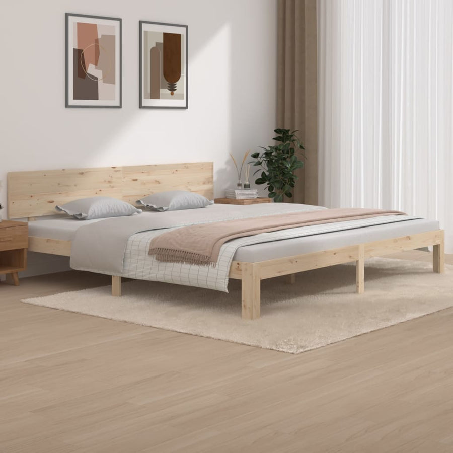Bedframe Massief Grenenhout 200 x 200 cm Naturel