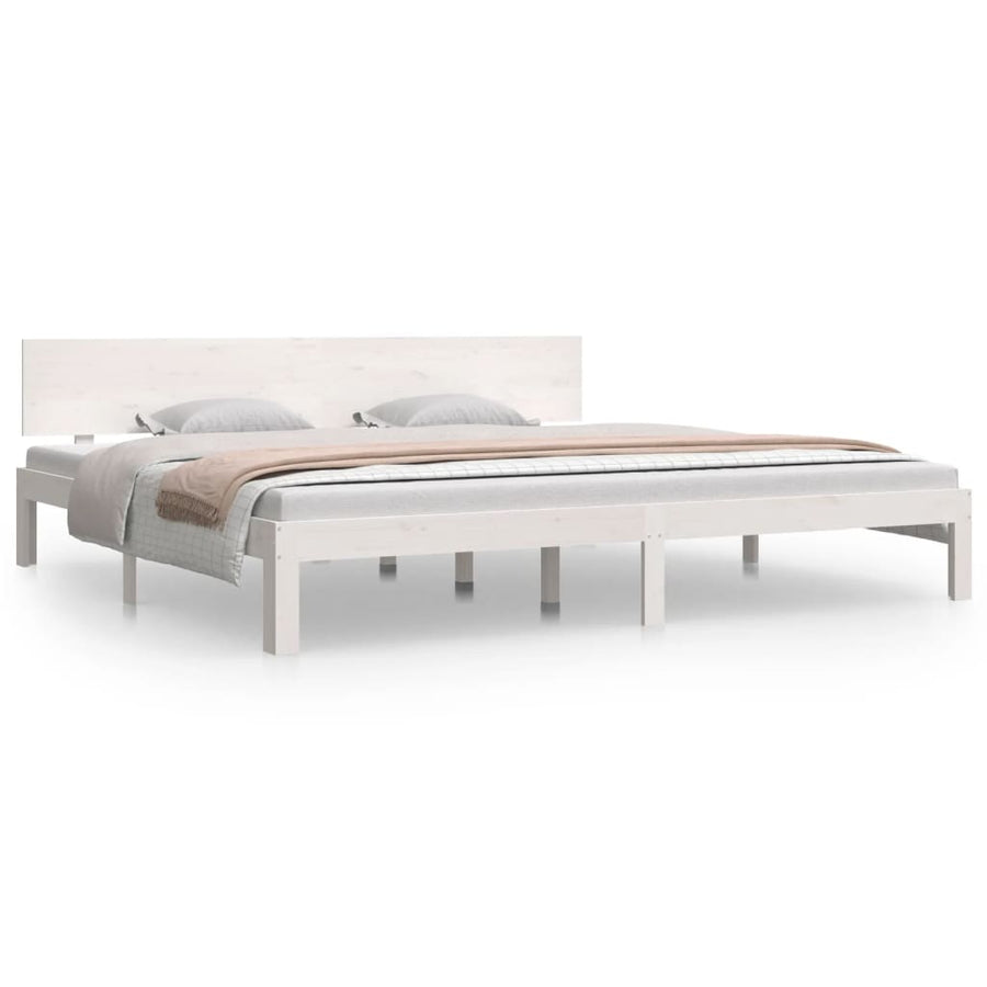 Bedframe Massief Grenenhout 200 x 200 cm Wit