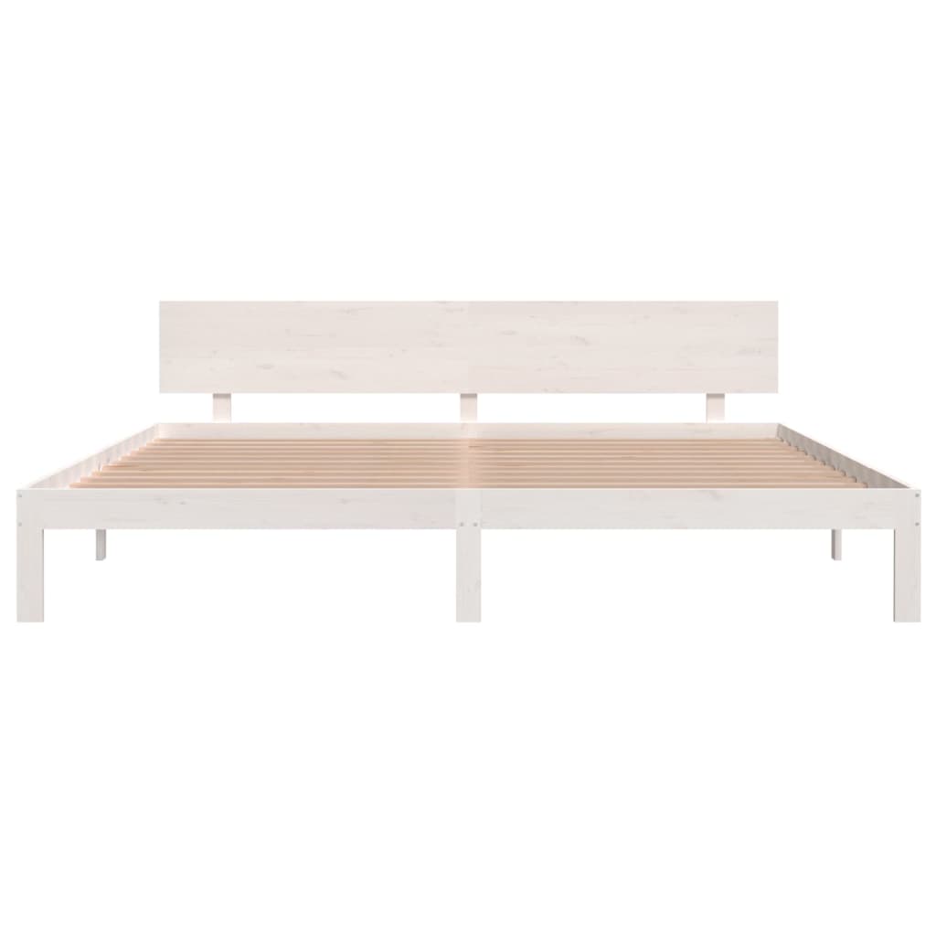 Bedframe Massief Grenenhout 200 x 200 cm Wit