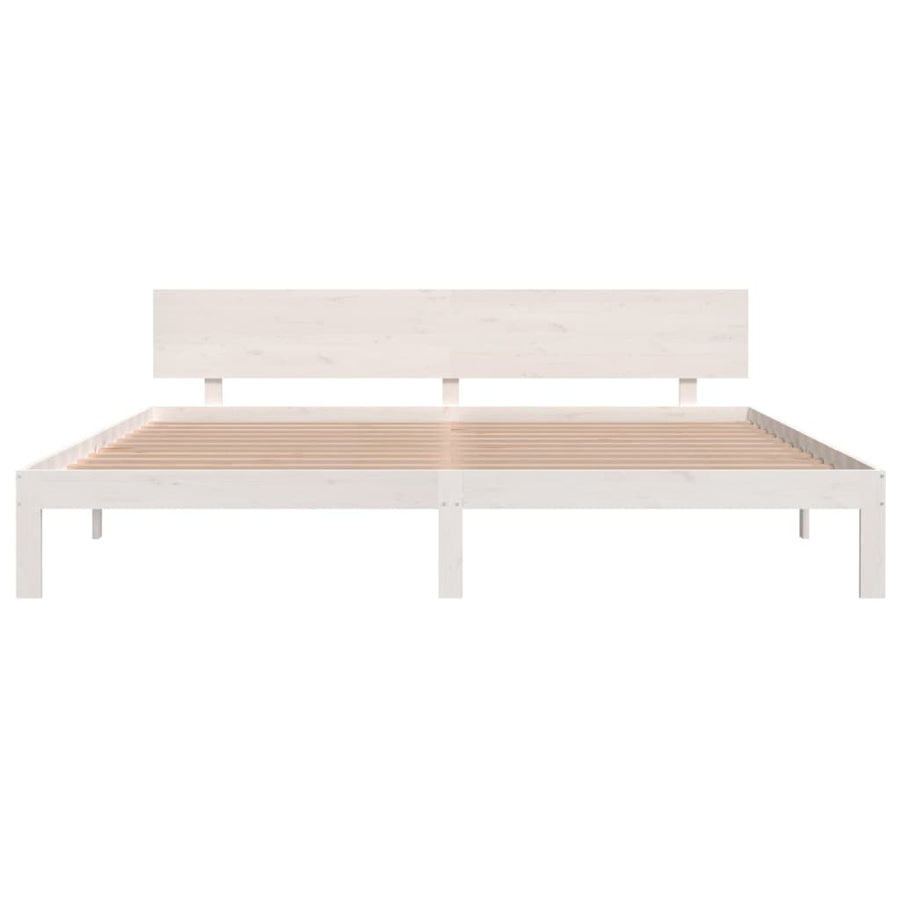 Bedframe Massief Grenenhout 200 x 200 cm Wit
