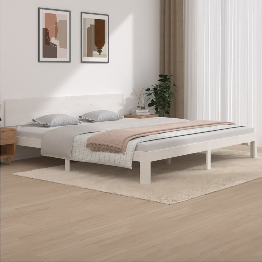 Bedframe Massief Grenenhout 200 x 200 cm Wit