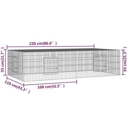 Konijnenkooi met 2 panelen 220x110x55 cm gegalvaniseerd ijzer 220 x 110 x 55 cm