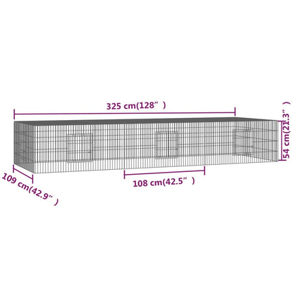 Konijnenkooi Met 3 Panelen 325X109X54 Cm Gegalvaniseerd Ijzer