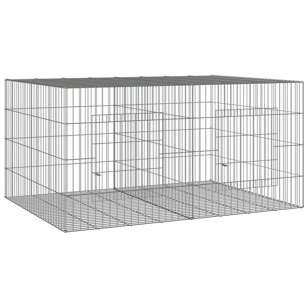 Konijnenkooi met 2 panelen 110x79x54 cm gegalvaniseerd ijzer 110 x 79 x 54 cm