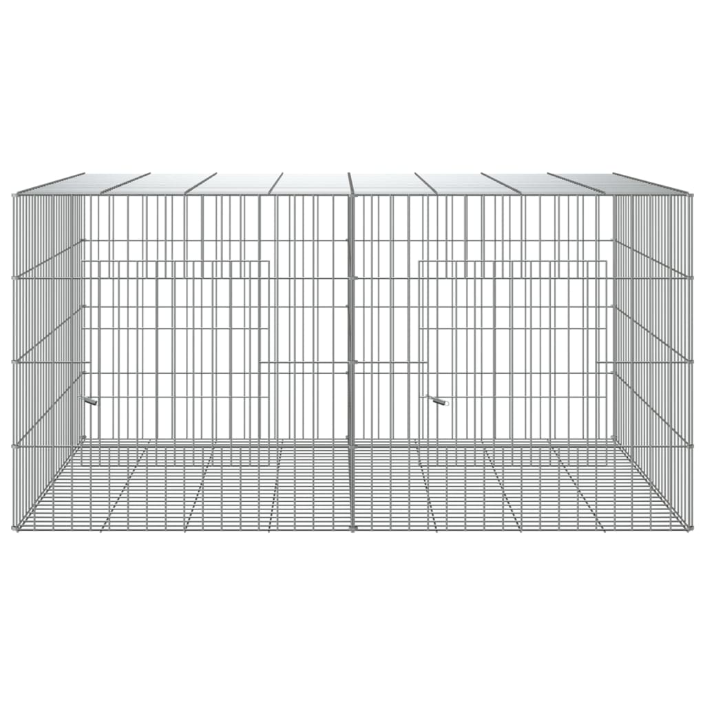 Konijnenkooi met 2 panelen 110x79x54 cm gegalvaniseerd ijzer 110 x 79 x 54 cm