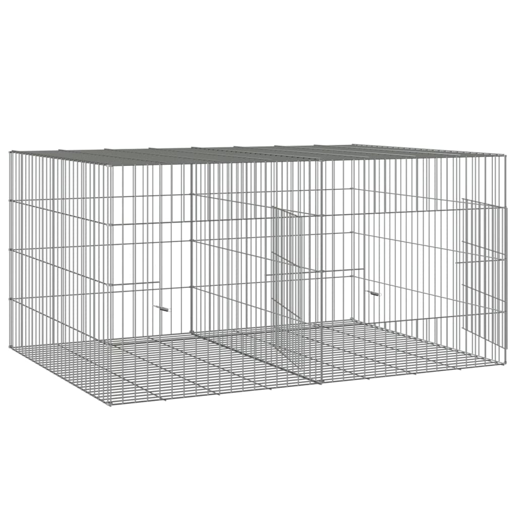Konijnenkooi met 2 panelen 110x79x54 cm gegalvaniseerd ijzer 110 x 79 x 54 cm