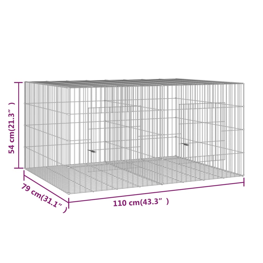 Konijnenkooi met 2 panelen 110x79x54 cm gegalvaniseerd ijzer 110 x 79 x 54 cm