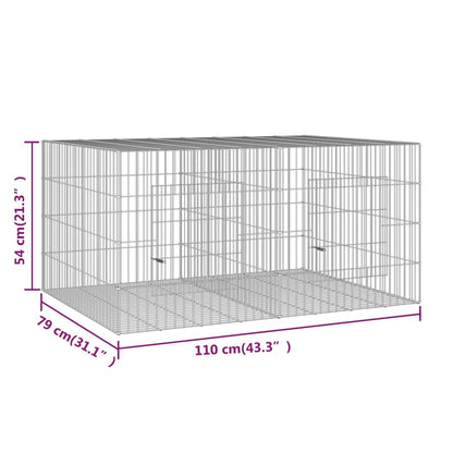 Konijnenkooi met 2 panelen 110x79x54 cm gegalvaniseerd ijzer 110 x 79 x 54 cm