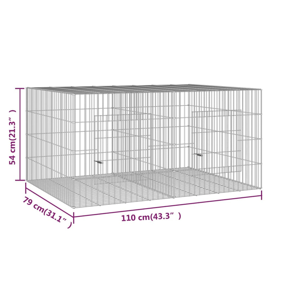 Konijnenkooi met 2 panelen 110x79x54 cm gegalvaniseerd ijzer 110 x 79 x 54 cm