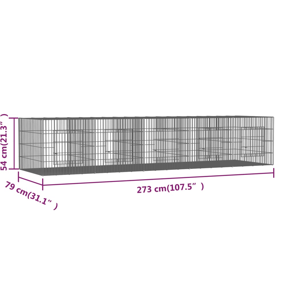 Konijnenkooi met 5 panelen 273x79x54 cm gegalvaniseerd ijzer 273 x 79 x 54 cm
