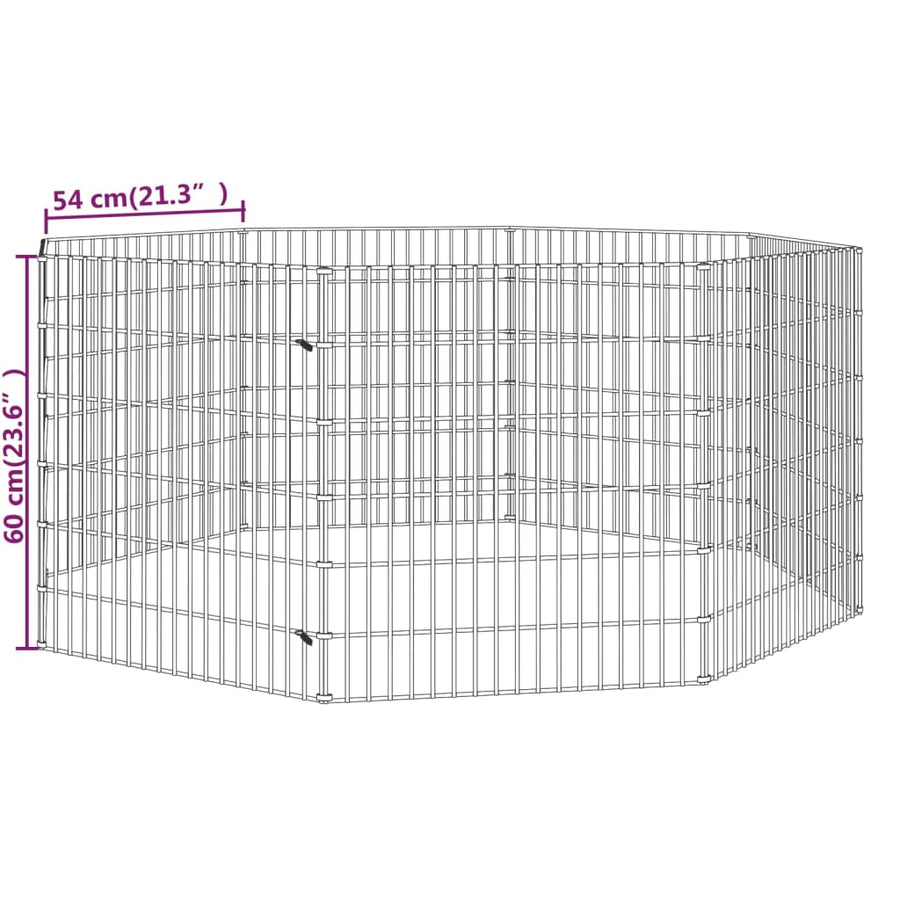 Konijnenkooi met 8 panelen 54x60 cm gegalvaniseerd ijzer 54 x 60 cm 8 panelen