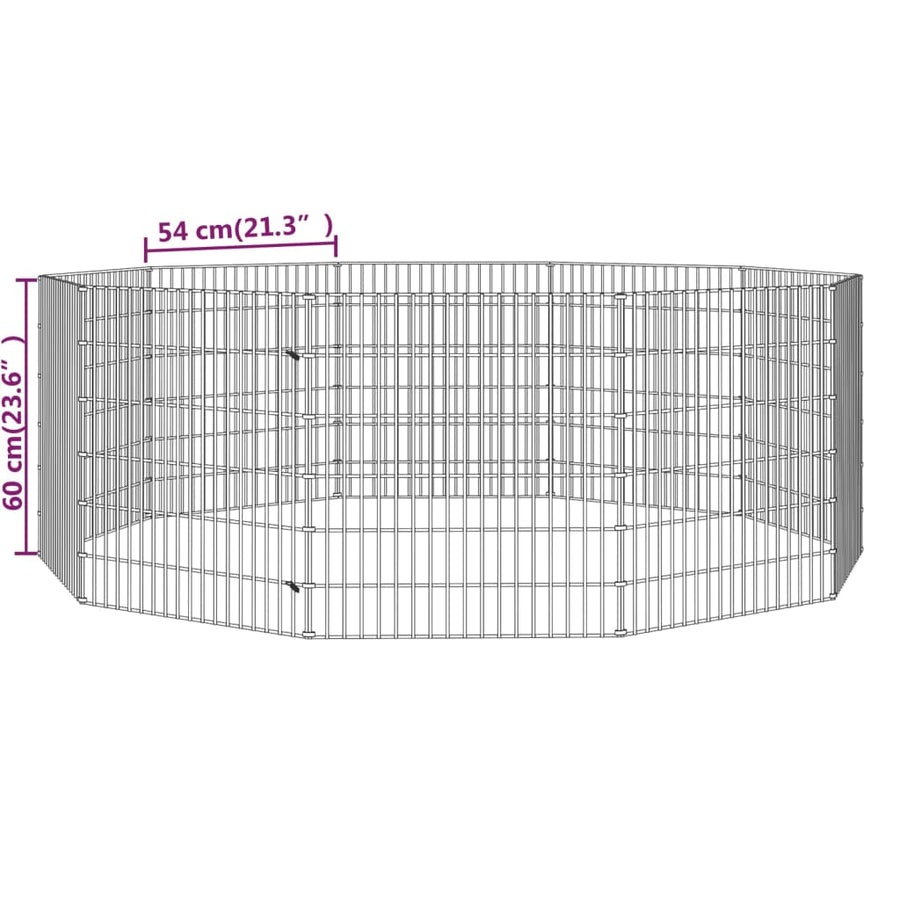 Konijnenkooi met 10 panelen 54x60 cm gegalvaniseerd ijzer 54 x 60 cm 10 panelen