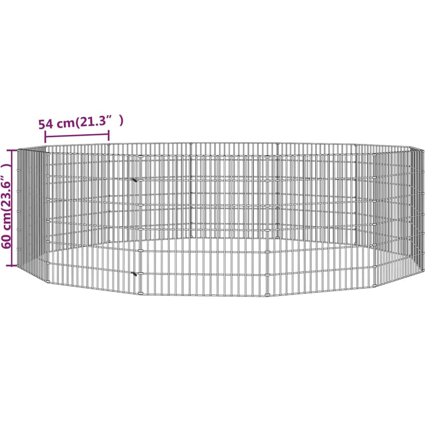 Konijnenkooi met 12 panelen 54x60 cm gegalvaniseerd ijzer 54 x 60 cm 12 panelen