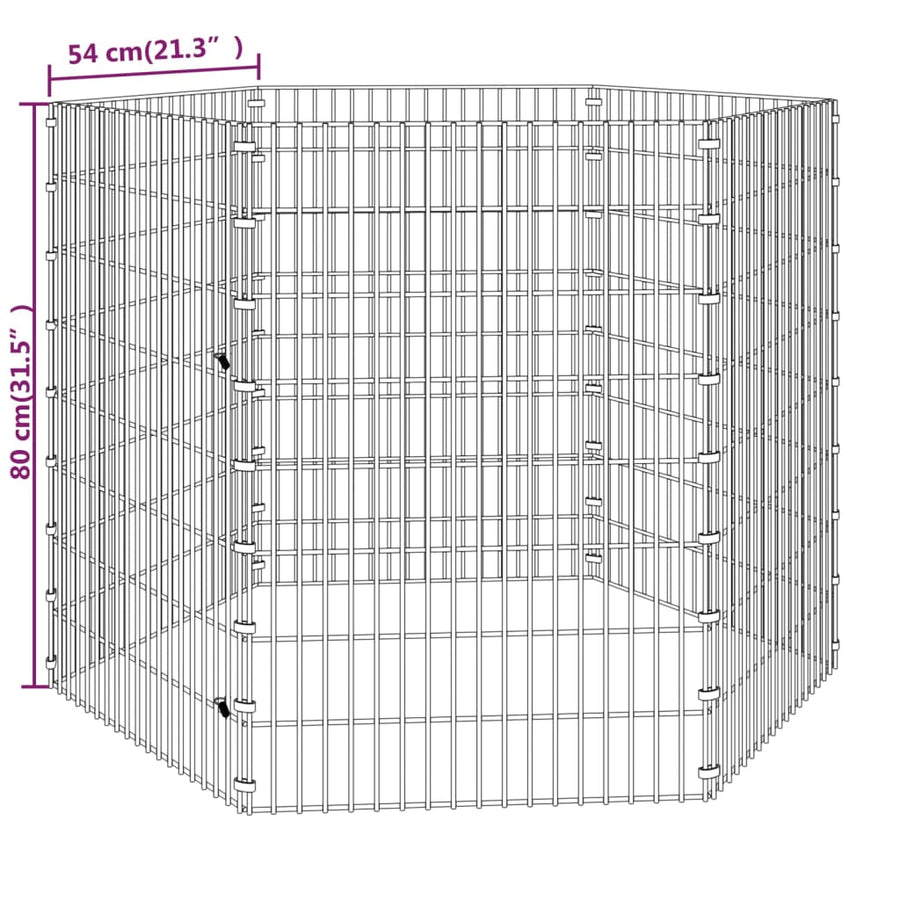 Konijnenkooi met 6 panelen 54x80 cm gegalvaniseerd ijzer 54 x 80 cm 6 panelen
