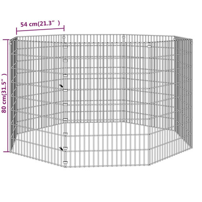 Konijnenkooi met 8 panelen 54x80 cm gegalvaniseerd ijzer 54 x 80 cm 8 panelen