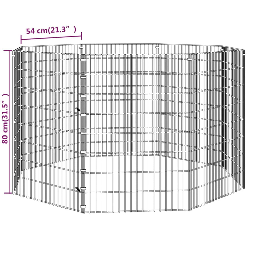 Konijnenkooi met 8 panelen 54x80 cm gegalvaniseerd ijzer 54 x 80 cm 8 panelen