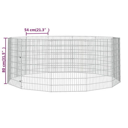 Konijnenkooi met 12 panelen 54x80 cm gegalvaniseerd ijzer 54 x 80 cm 12 panelen