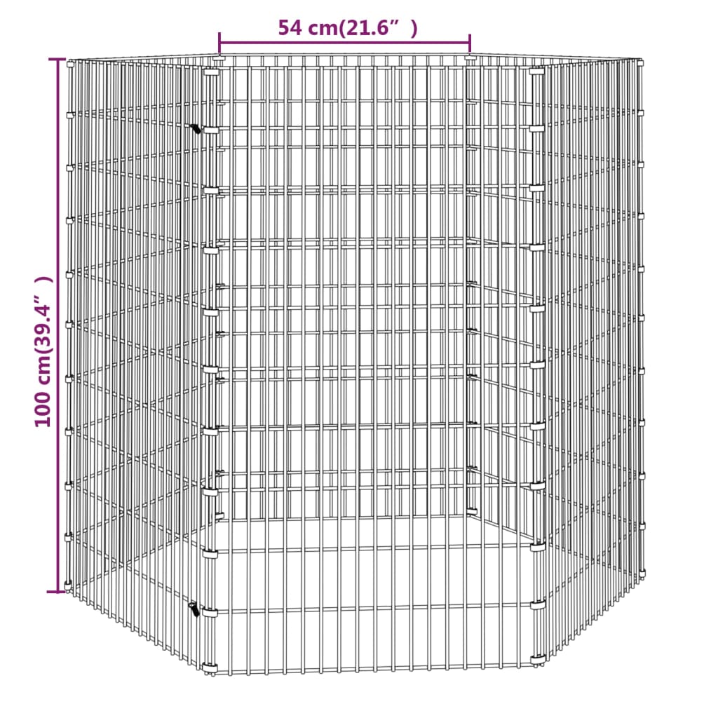 Konijnenkooi met 6 panelen 54x100 cm gegalvaniseerd ijzer 54 x 100 cm 6 panelen