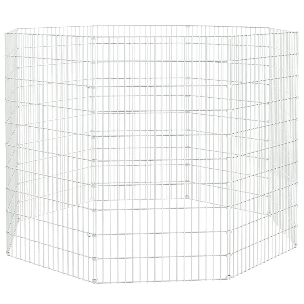 Vrije uitloop dierenverblijf 8 panelen 54x100 cm gegalvaniseerd ijzer