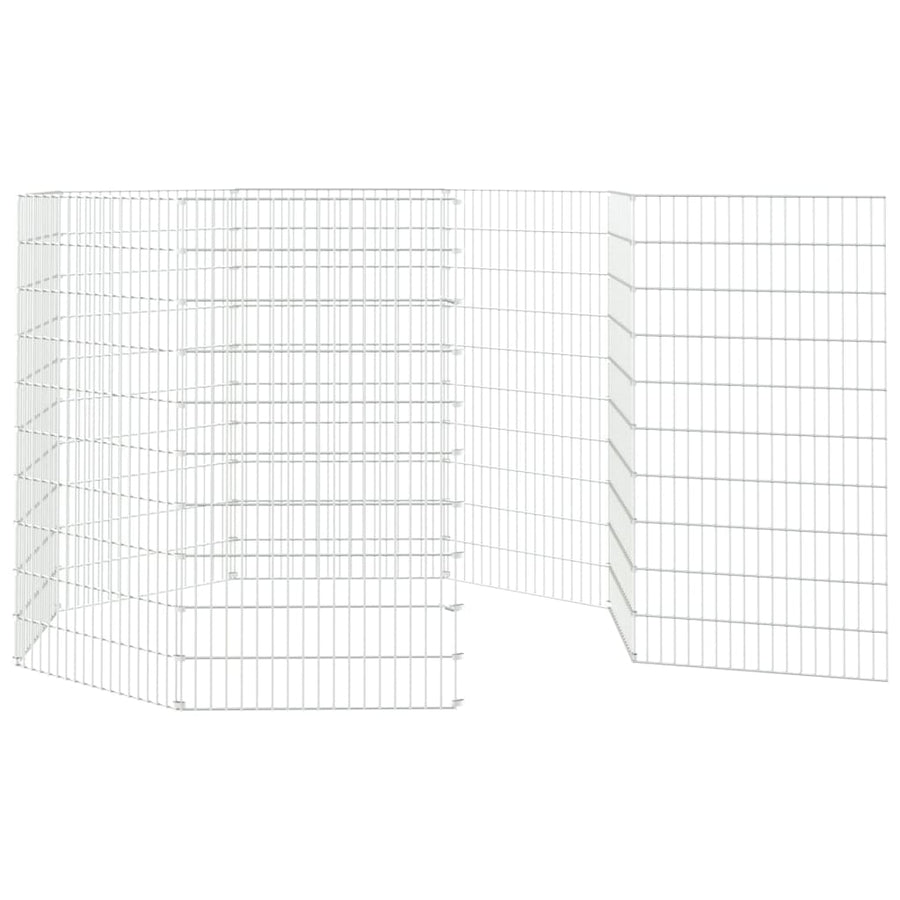 Vrije uitloop dierenverblijf 8 panelen 54x100 cm gegalvaniseerd ijzer