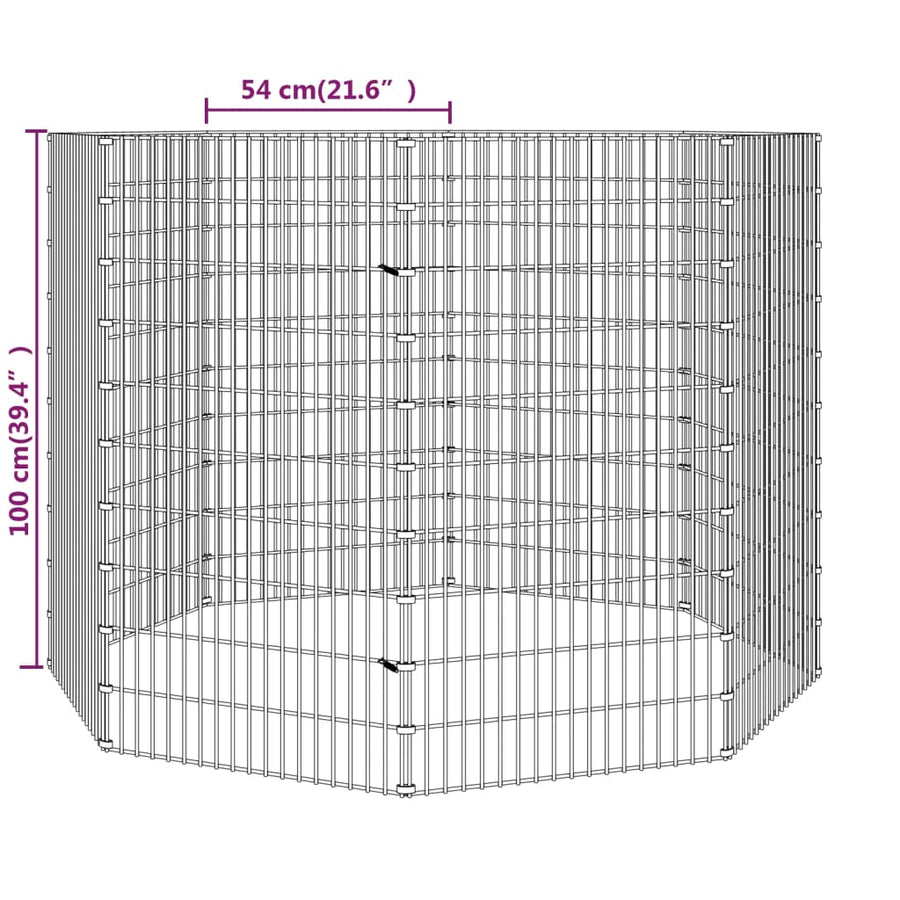 Vrije uitloop dierenverblijf 8 panelen 54x100 cm gegalvaniseerd ijzer