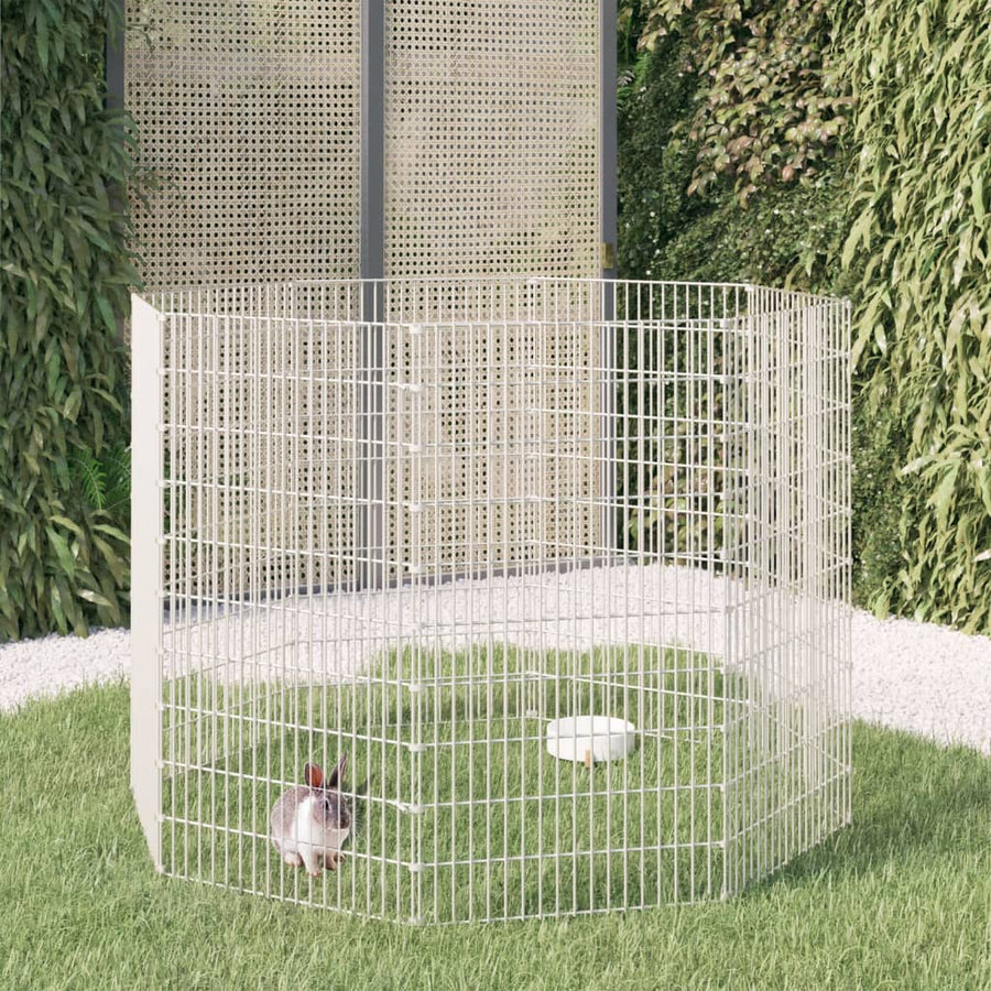 Vrije uitloop dierenverblijf 8 panelen 54x100 cm gegalvaniseerd ijzer