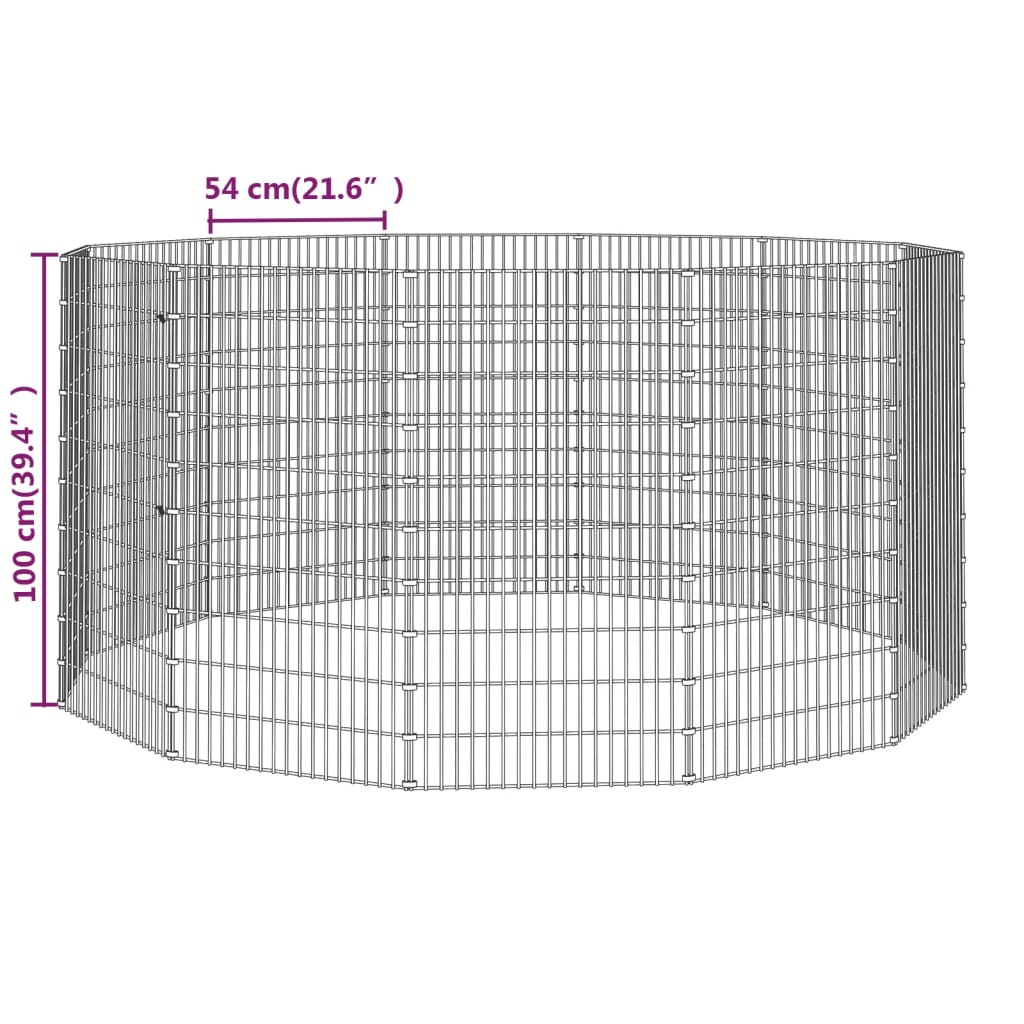 Konijnenkooi met 12 panelen 54x100 cm gegalvaniseerd ijzer 54 x 100 cm 12 panelen