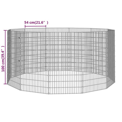 Konijnenkooi met 12 panelen 54x100 cm gegalvaniseerd ijzer 54 x 100 cm 12 panelen
