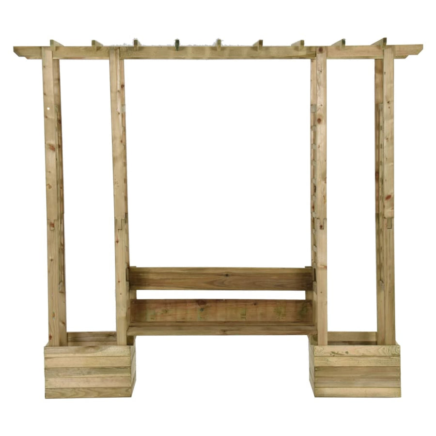 Pergola met bank en plantenbakken geïmpregneerd grenenhout