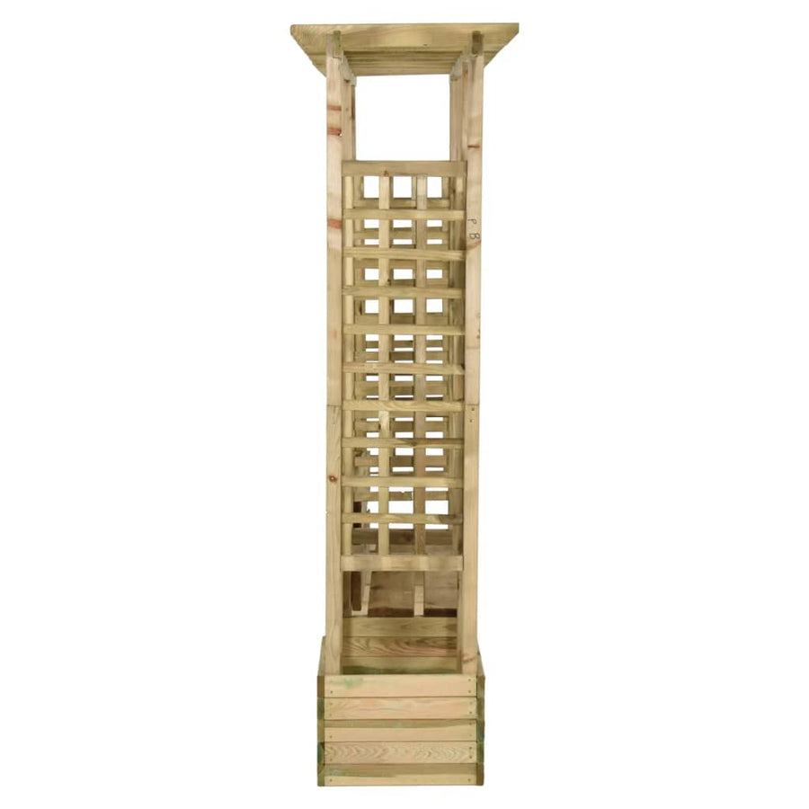 Pergola met bank en plantenbakken geïmpregneerd grenenhout