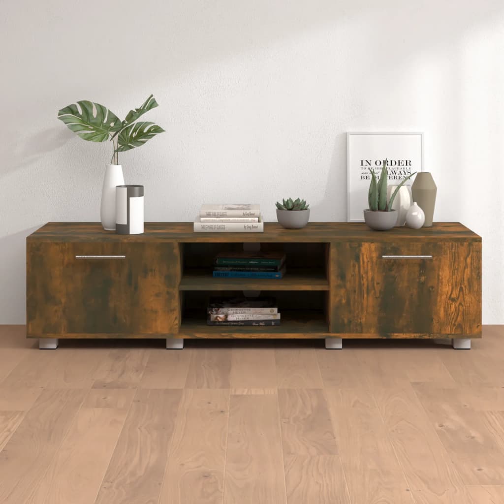 Tv-meubel 140x40x35 cm bewerkt hout gerookt eikenkleurig