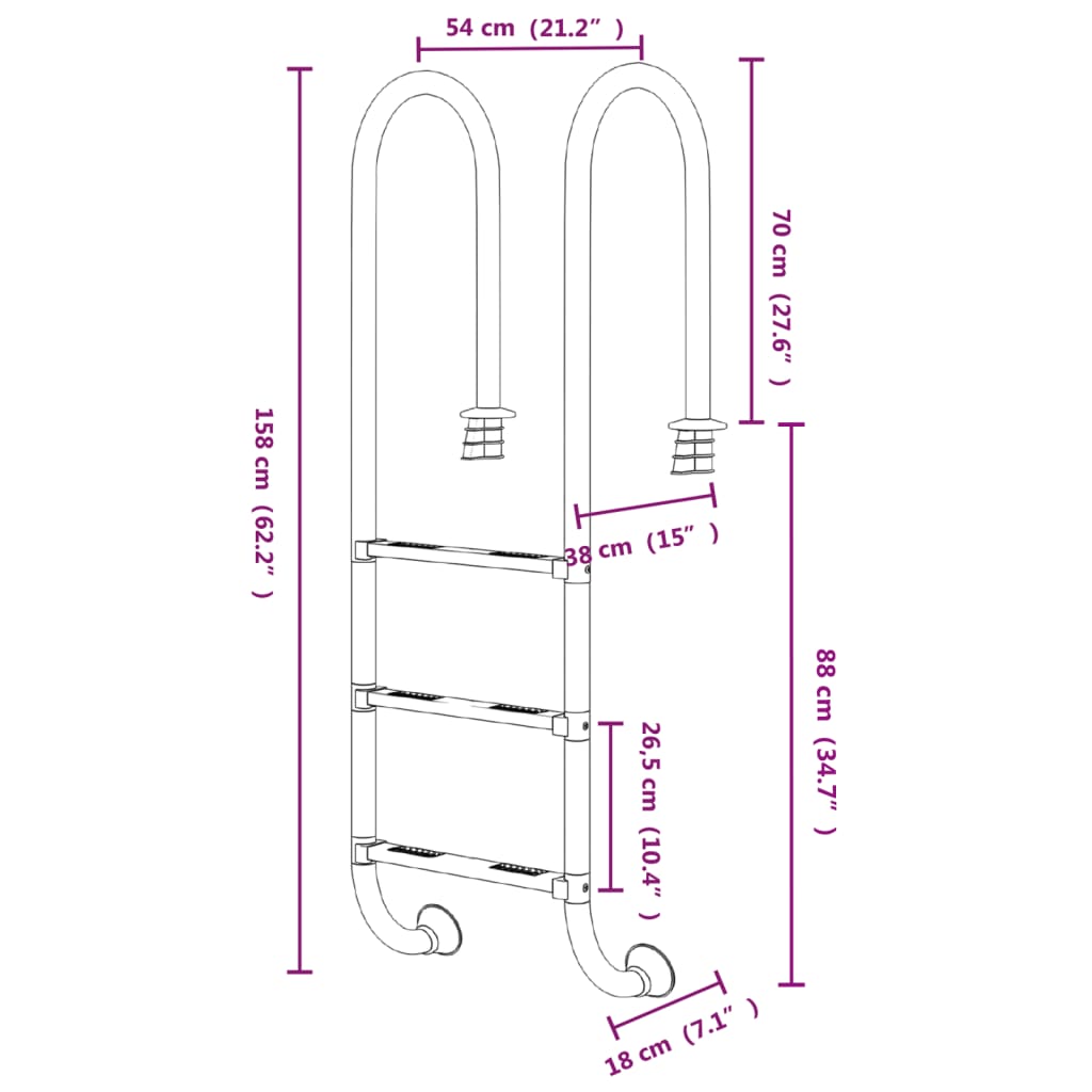 Zwembadladder 304 Roestvrijstaal 1