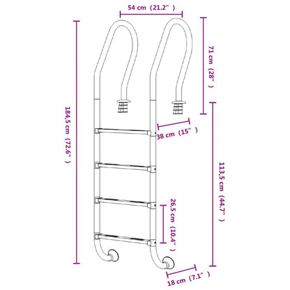 Zwembadladder 54X38X184,5 Cm 304 Roestvrij Staal