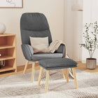 Relaxstoel met voetenbank stof grijs