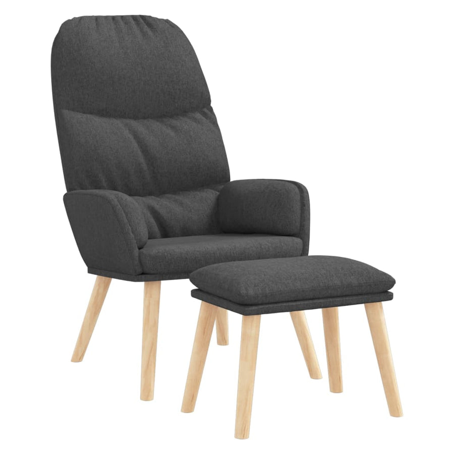 Relaxstoel Met Voetenbank Stof Donkergrijs