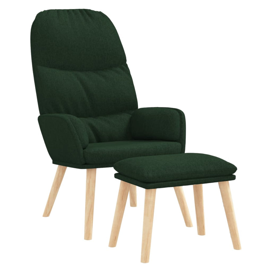 Relaxstoel met voetenbank stof donkergroen