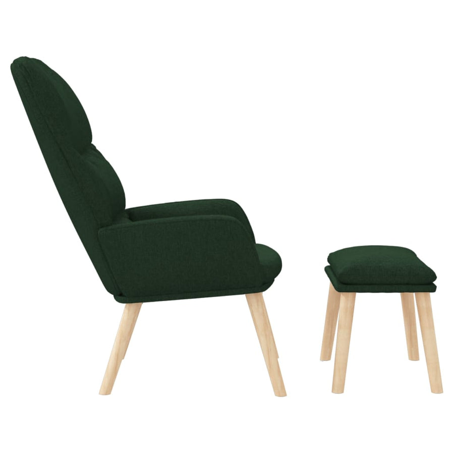Relaxstoel met voetenbank stof donkergroen