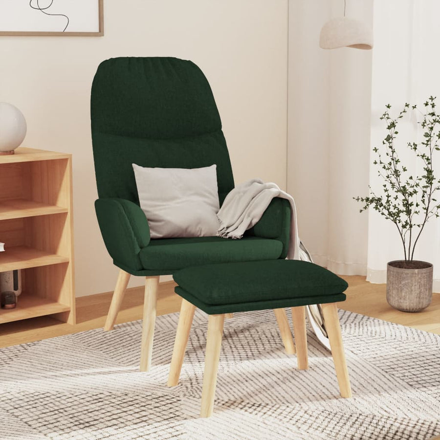 Relaxstoel met voetenbank stof donkergroen