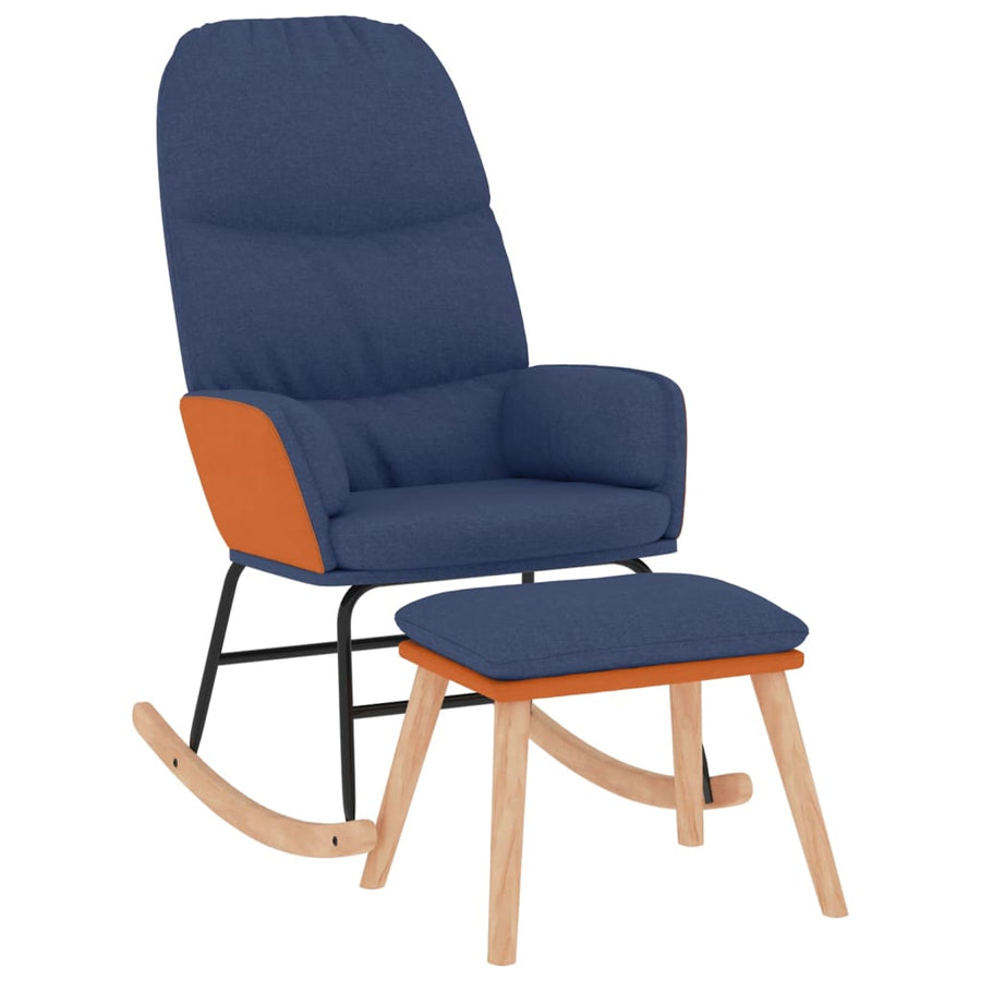 Schommelstoel Met Voetenbank Stof Blauw