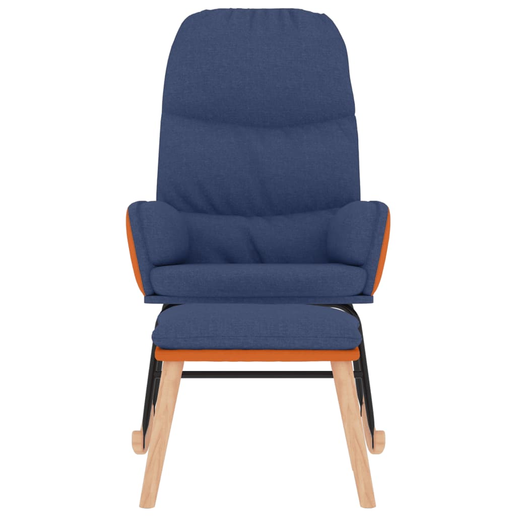 Schommelstoel Met Voetenbank Stof Blauw