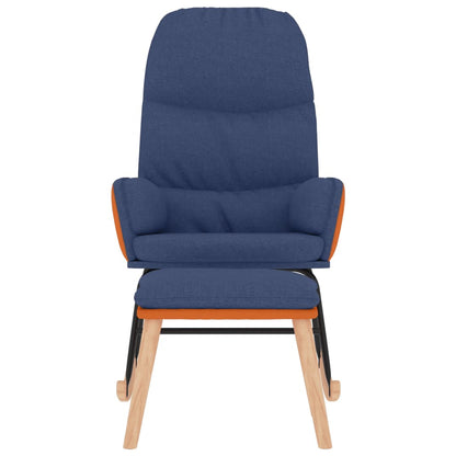 Schommelstoel Met Voetenbank Stof Blauw