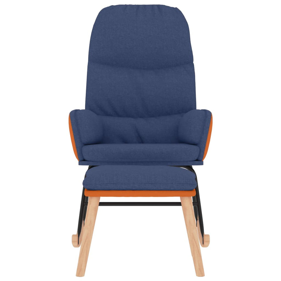 Schommelstoel Met Voetenbank Stof Blauw