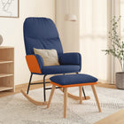 Schommelstoel met voetenbank blauw stof