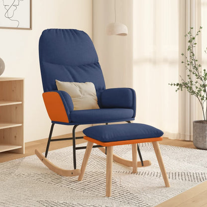 Schommelstoel Met Voetenbank Stof Blauw