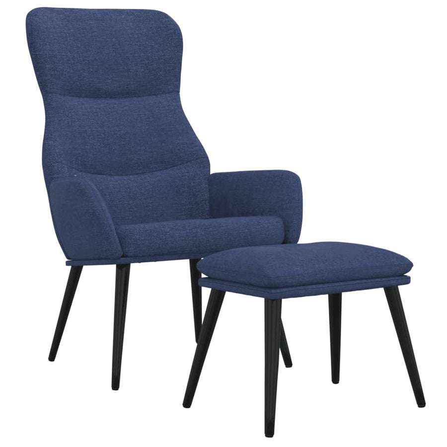 Relaxstoel met voetenbank stof blauw