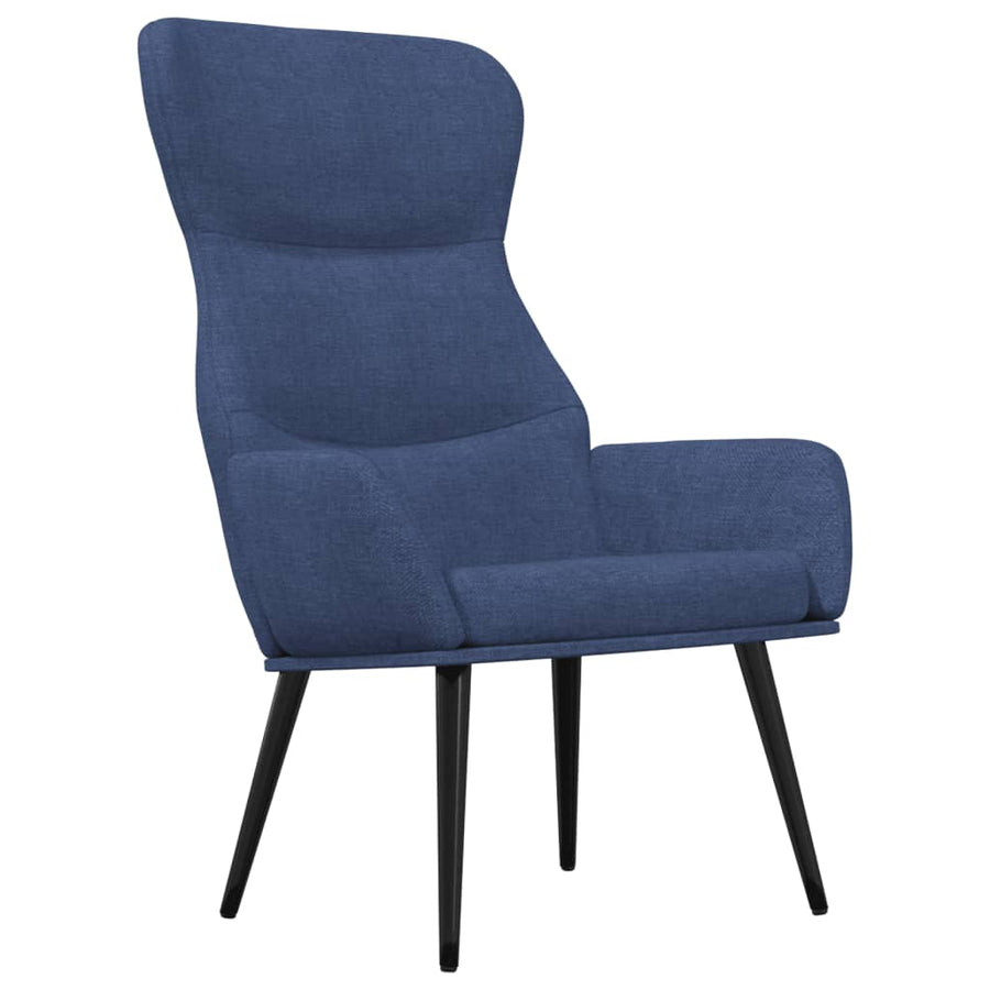 Relaxstoel met voetenbank stof blauw