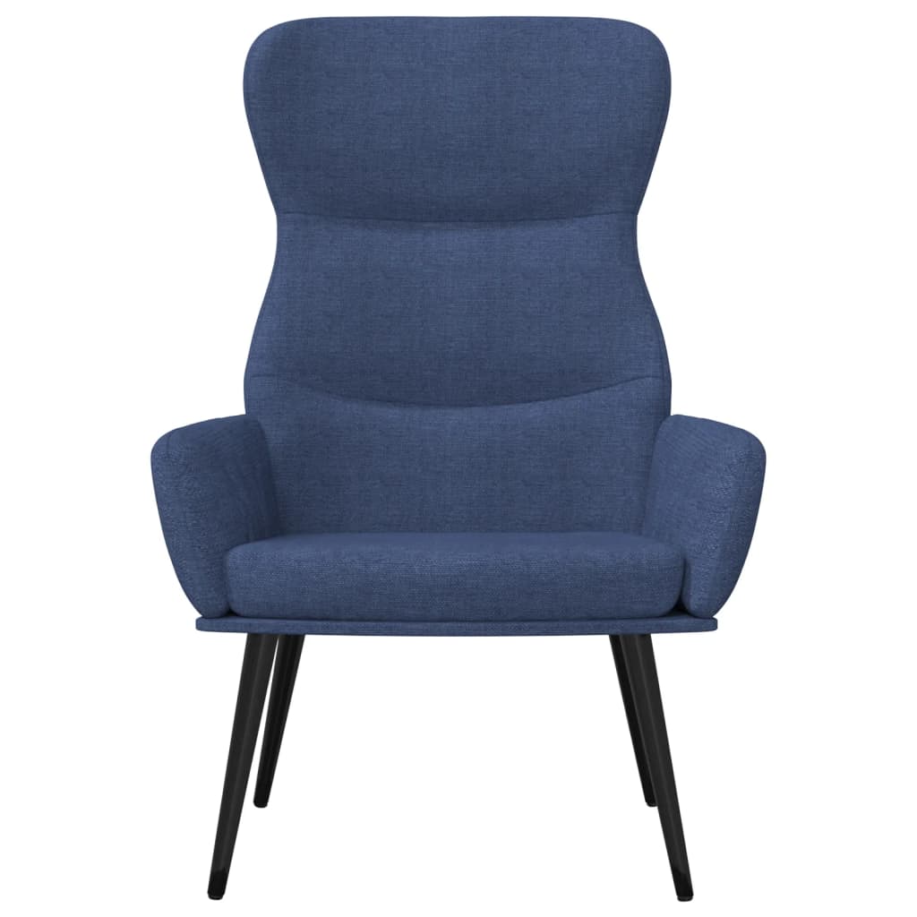 Relaxstoel met voetenbank stof blauw